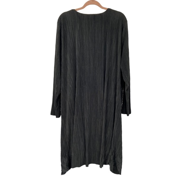 Eloquii Knot Front Accordian Long Sleeve Midi Dress Size 22 Silver/Black - Picture 4 of 7